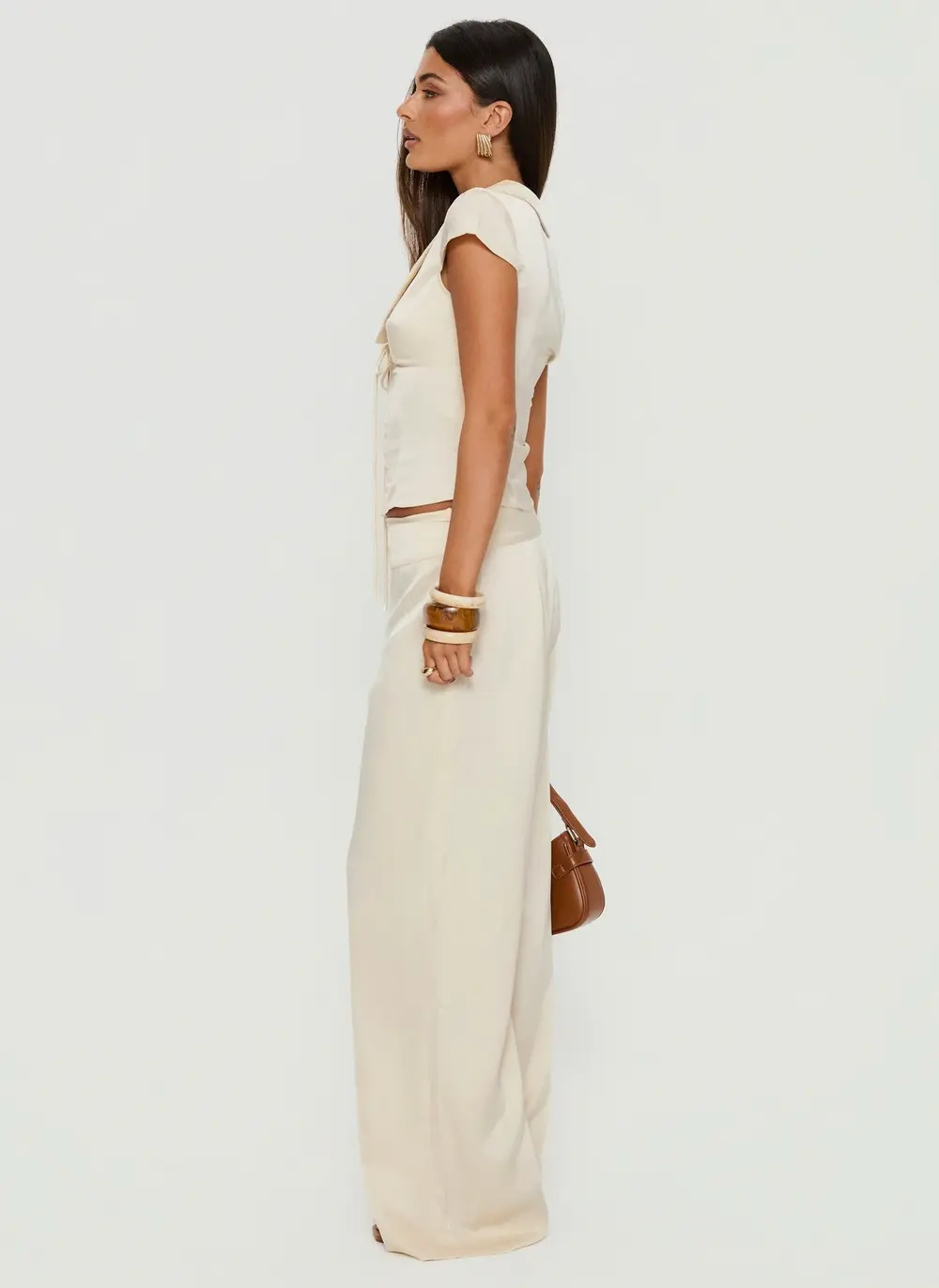 Aubrette Satin Tie Pants Cream