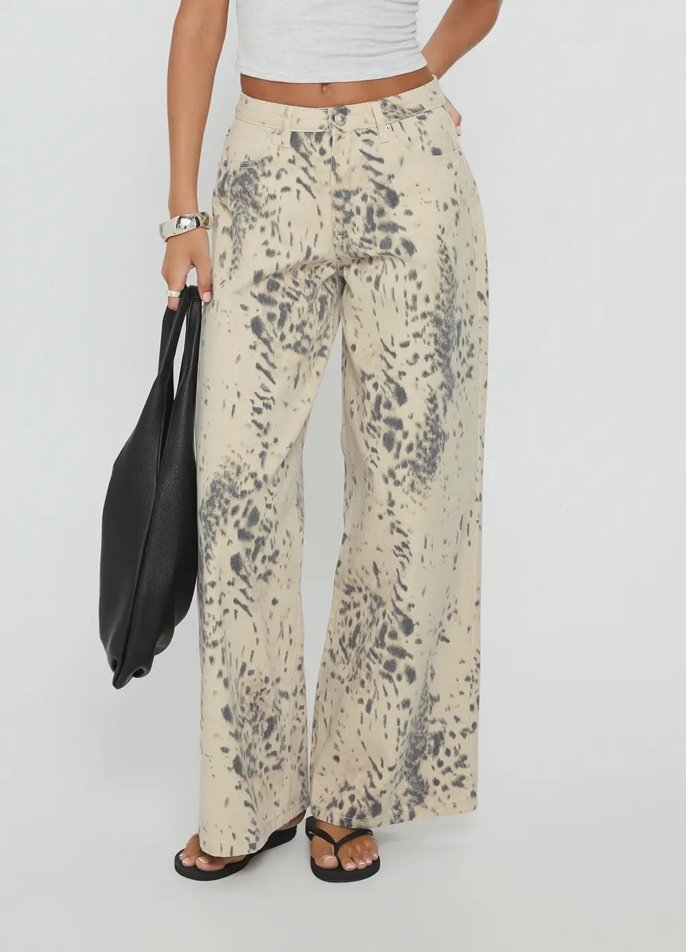 Naylor Mid Rise Wide Leg Jeans Animal Spot