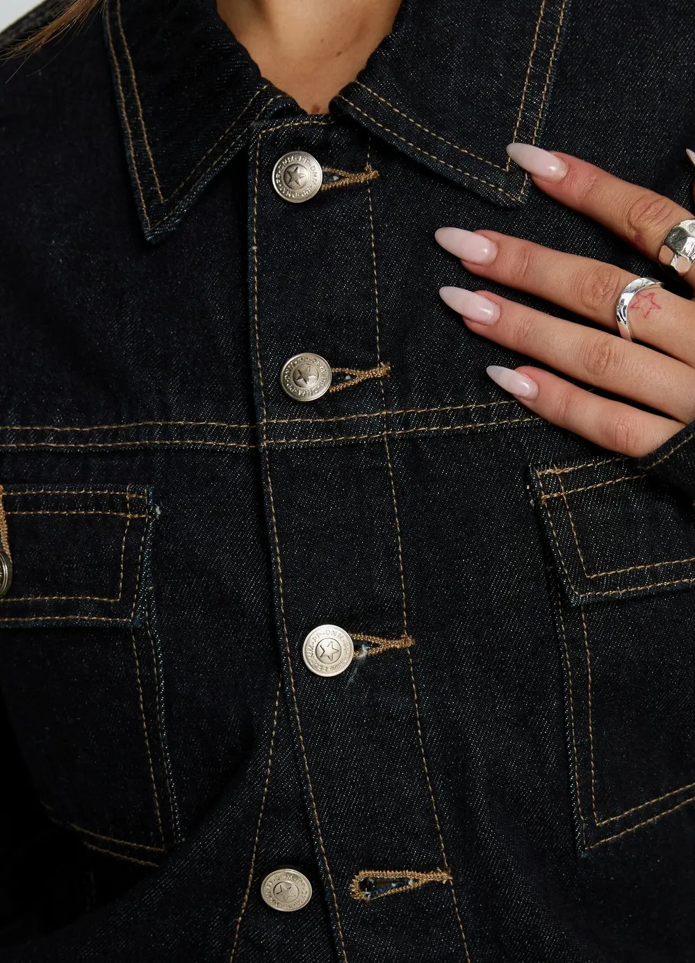 Caresse Cinched Denim Jacket Raw Denim