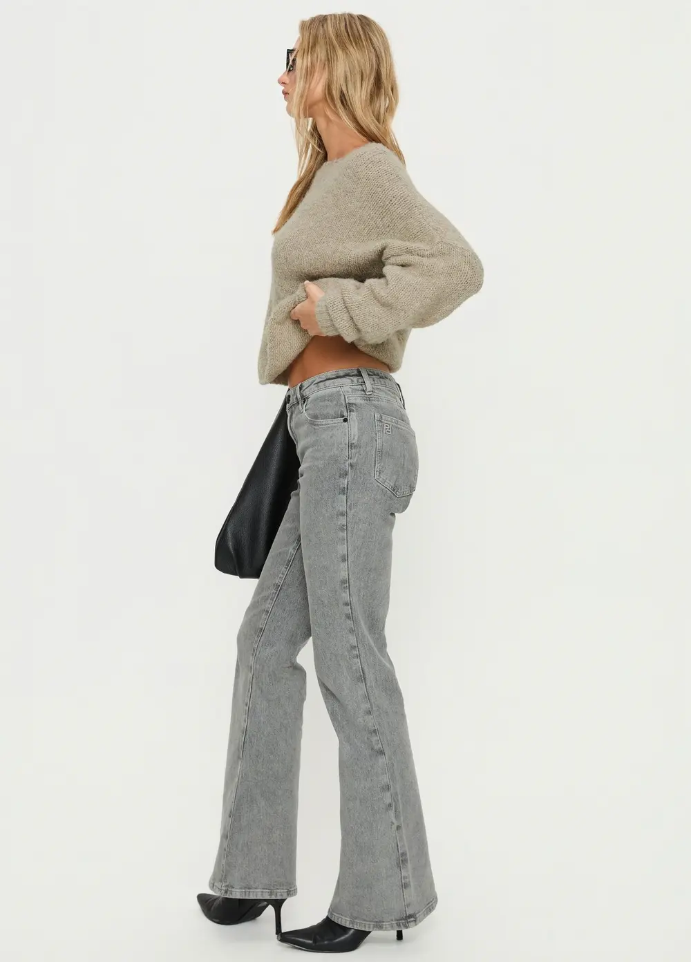 Magic Mirror Mid Rise Bootleg Jeans Washed Grey