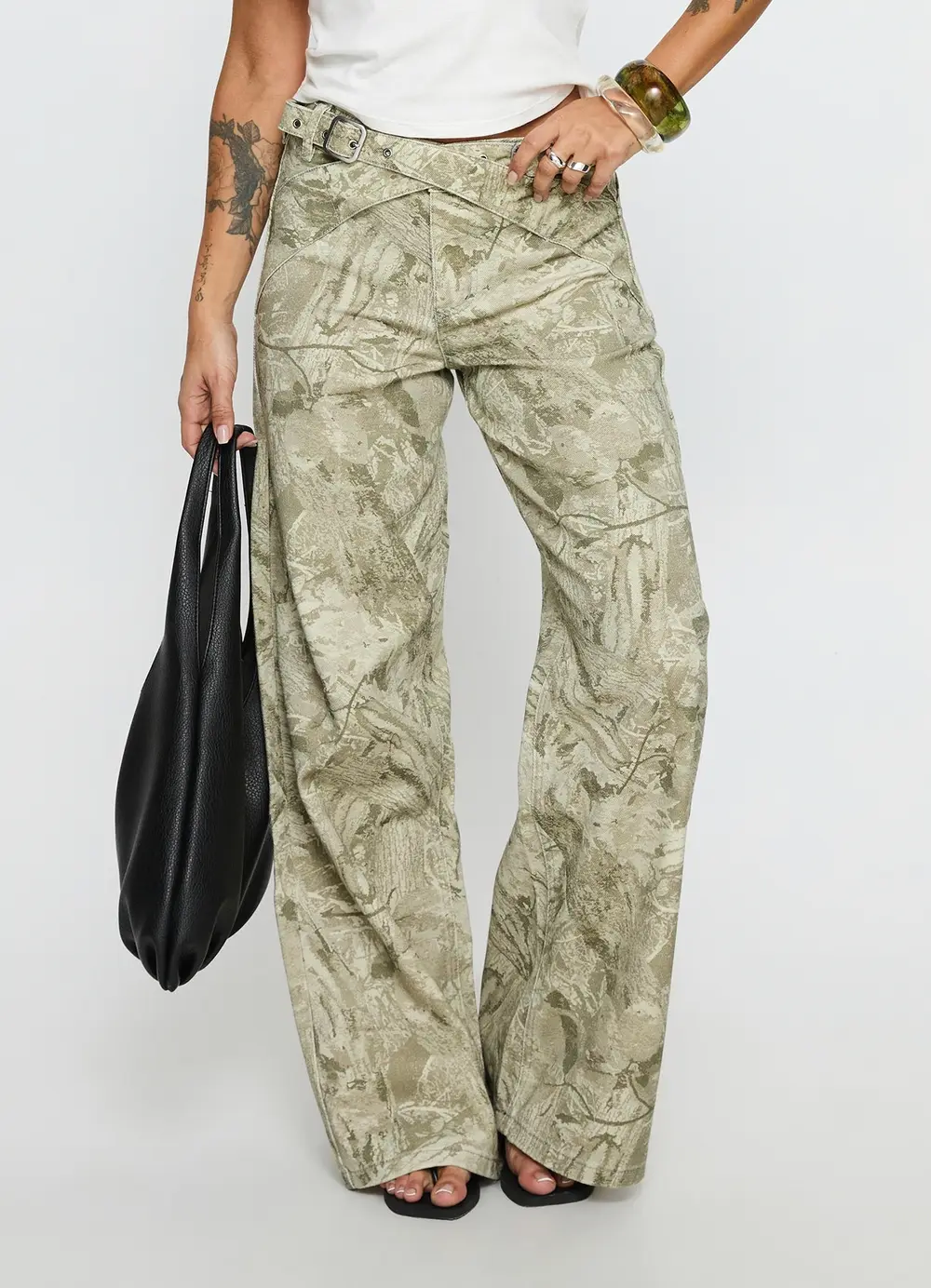 Mckinley Mid Rise Wide Leg Jeans Camouflage