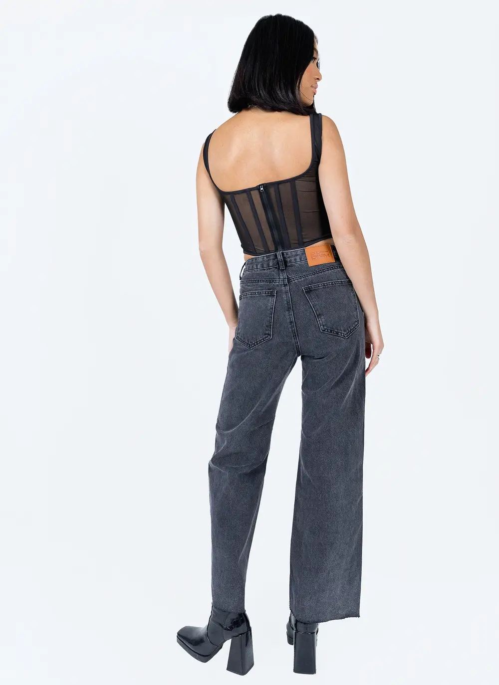 Arlington High Rise Straight Leg Denim Jeans Black