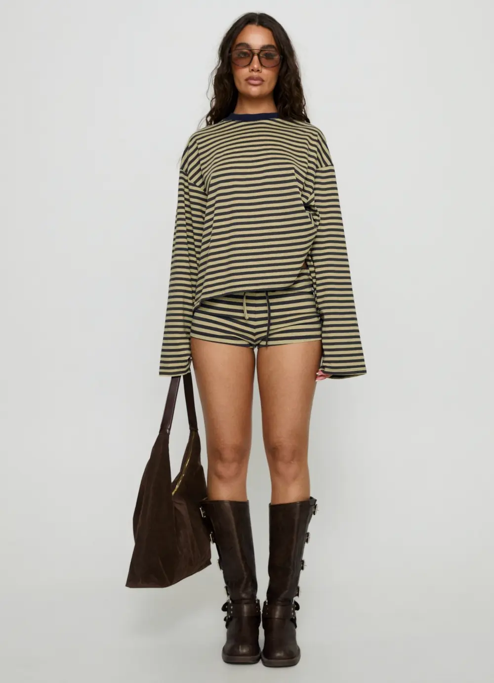Kourt Bloomer Shorts Beige Stripe