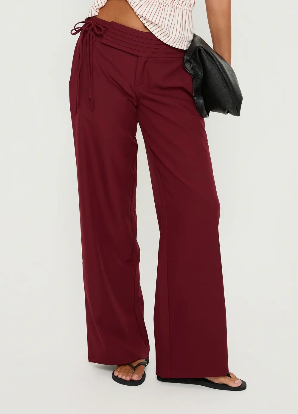 Good Riddance Pleat Tie Slouch Pants Burgundy