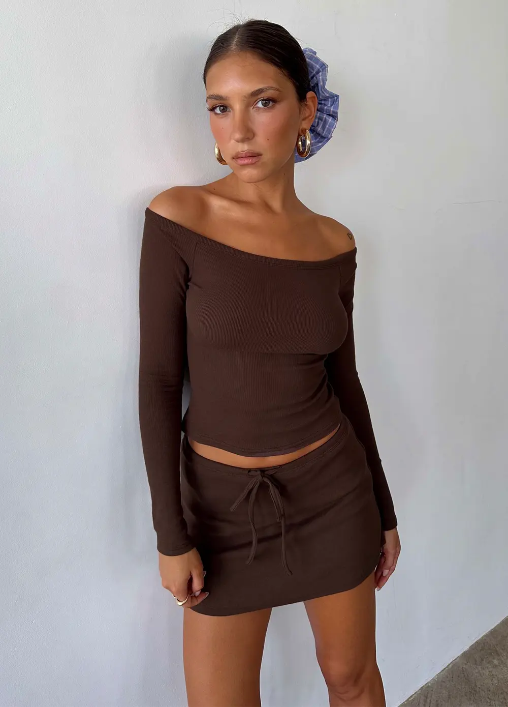 Baseline Rib Skort Brown