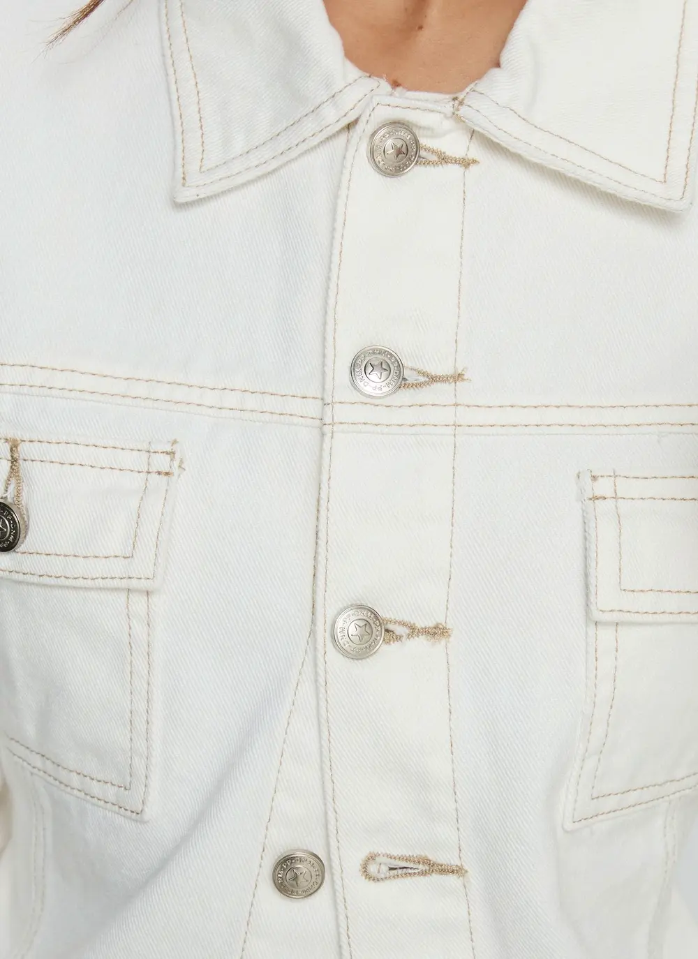 Caresse Cinched Denim Jacket White