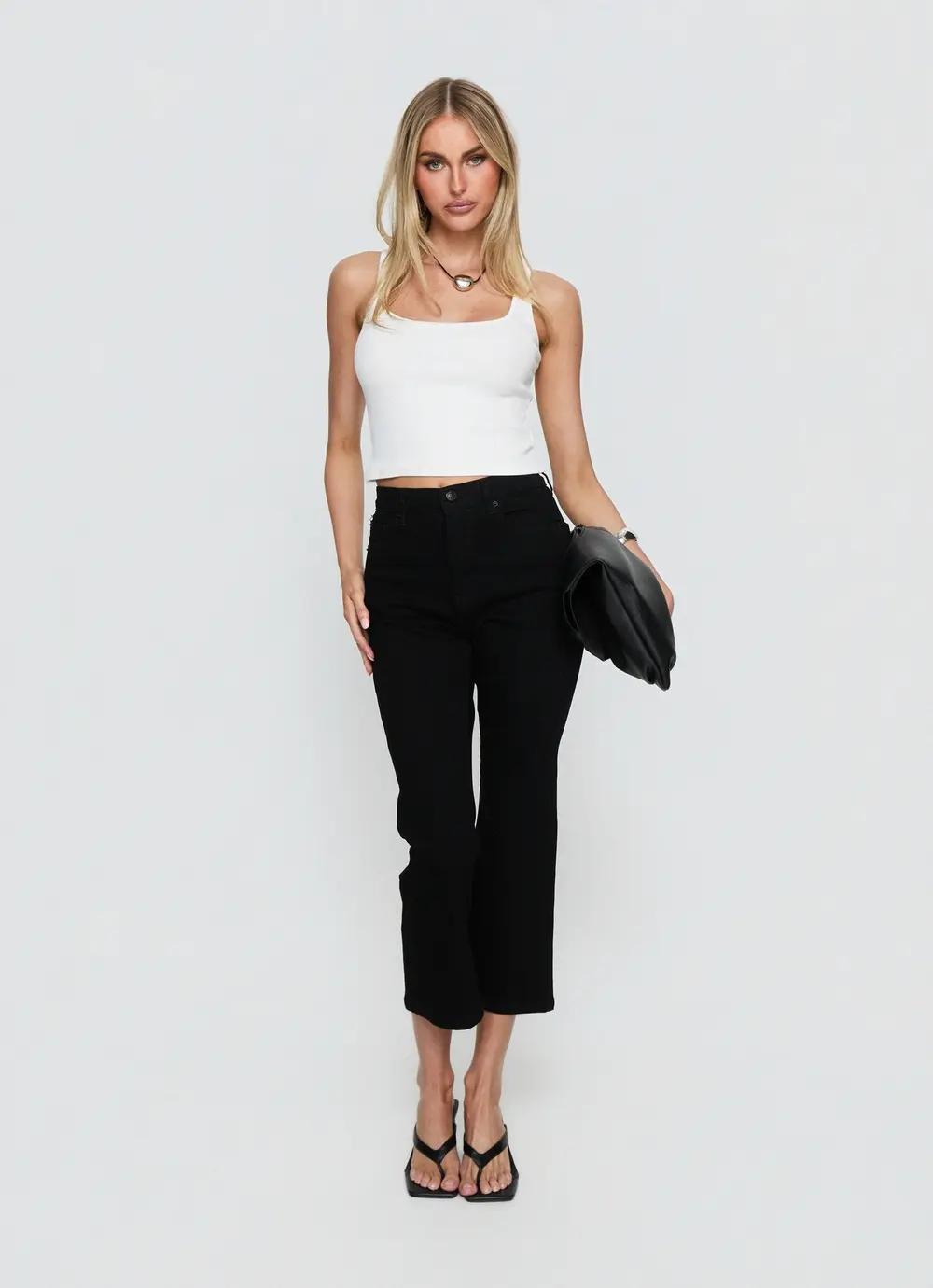 Cindee High Rise Cropped Jeans Jet Black