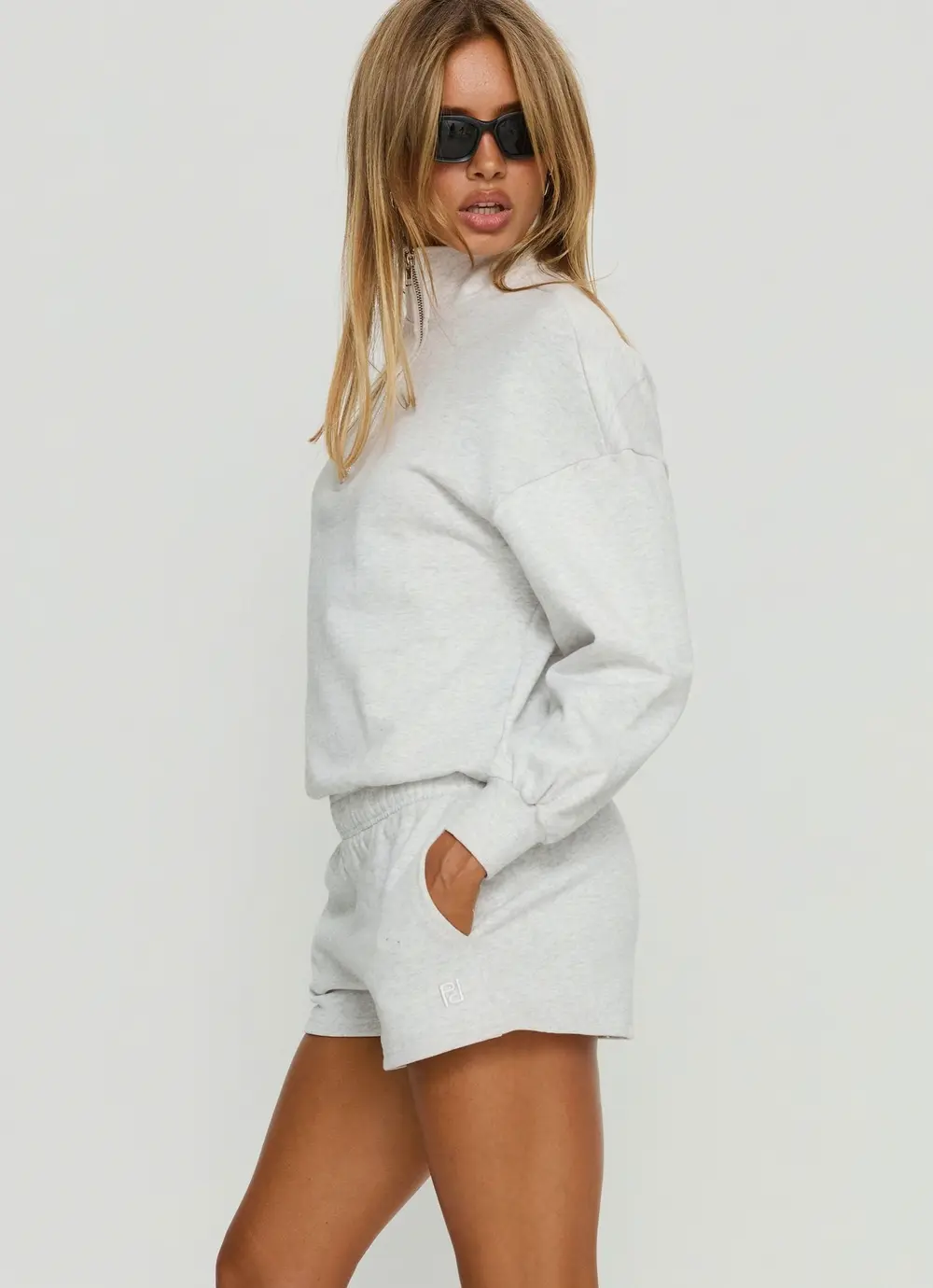 Haelie Fleece Shorts Grey Marle