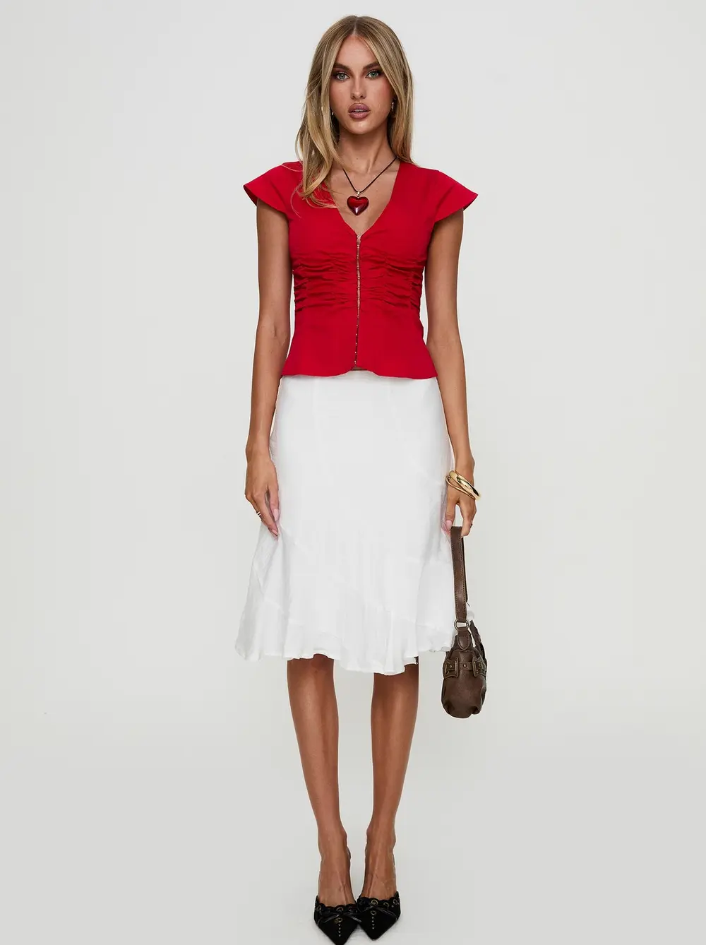 With Kindness Midi Skirt White