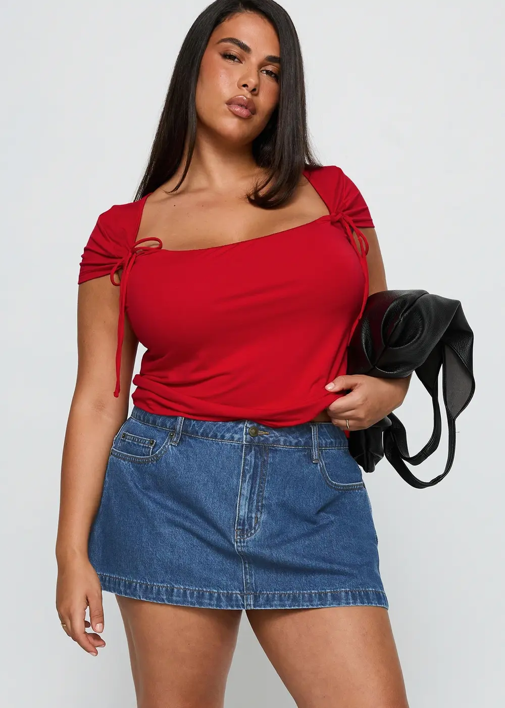 Nicolina Low Rise Denim Mini Skirt Light Wash Curve