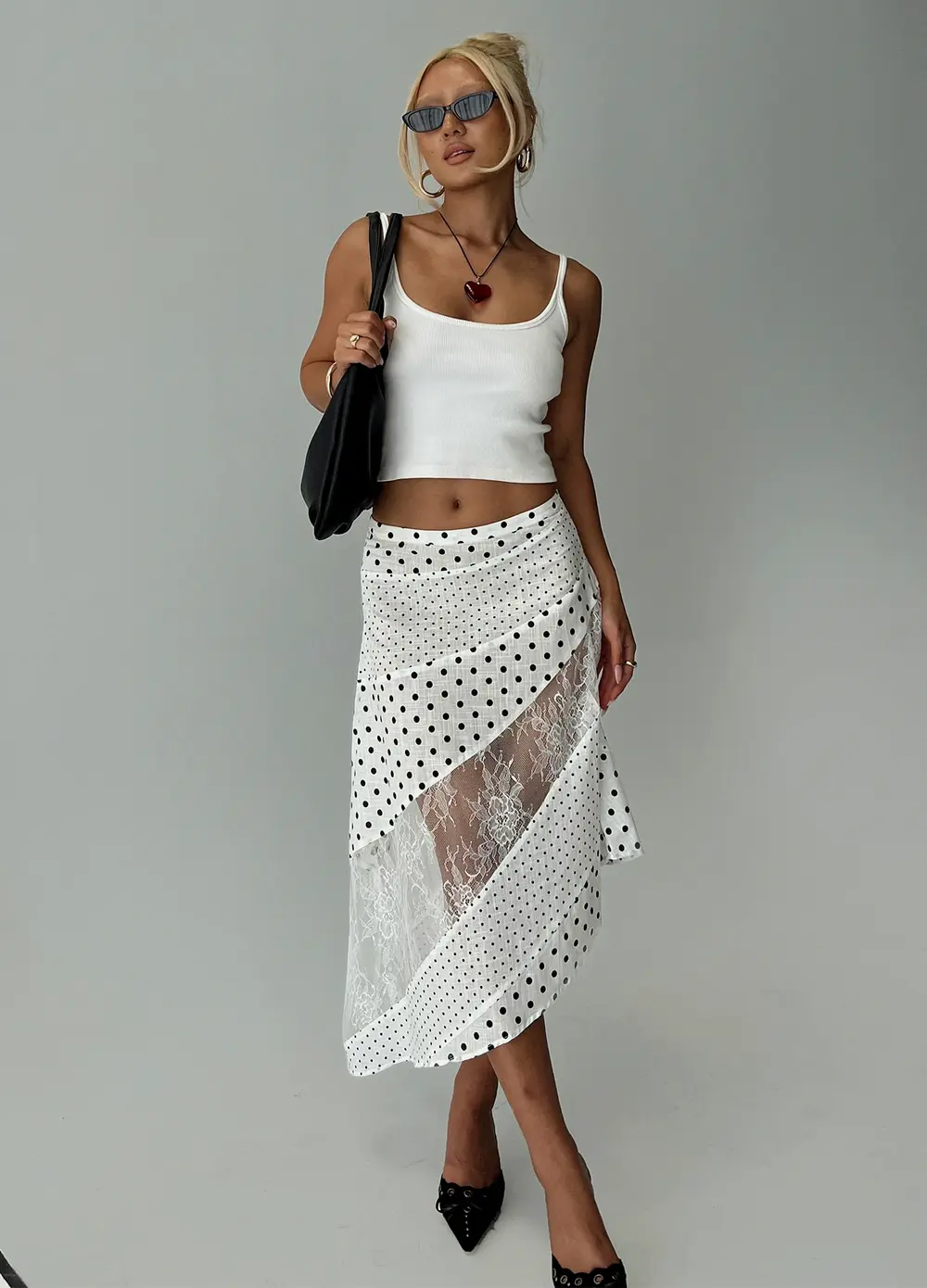 Rennar Maxi Skirt White / Polka Dot Petite