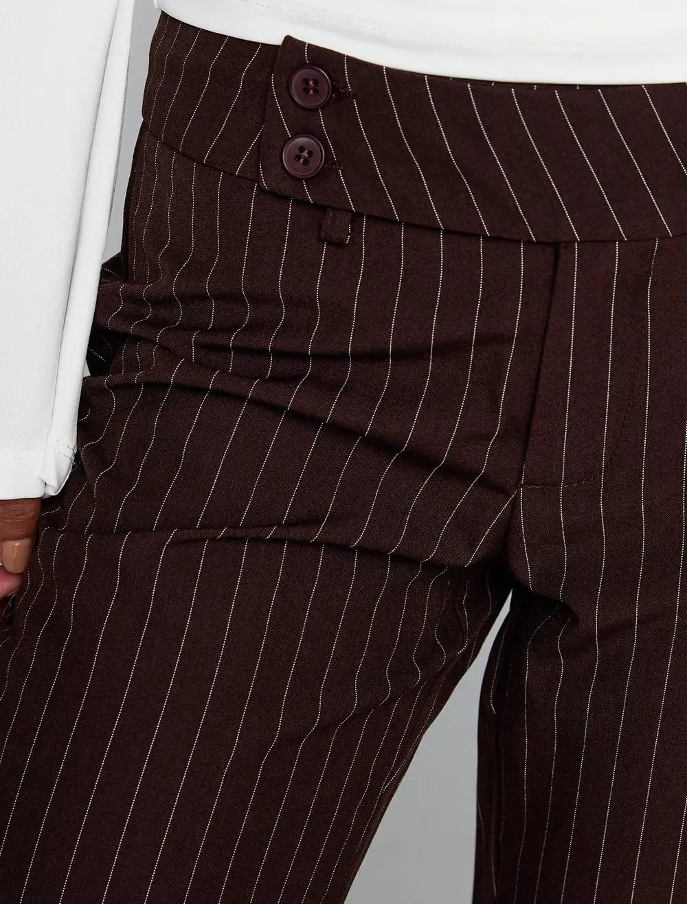 Kinkirk Flared Pants Brown Pinstripe
