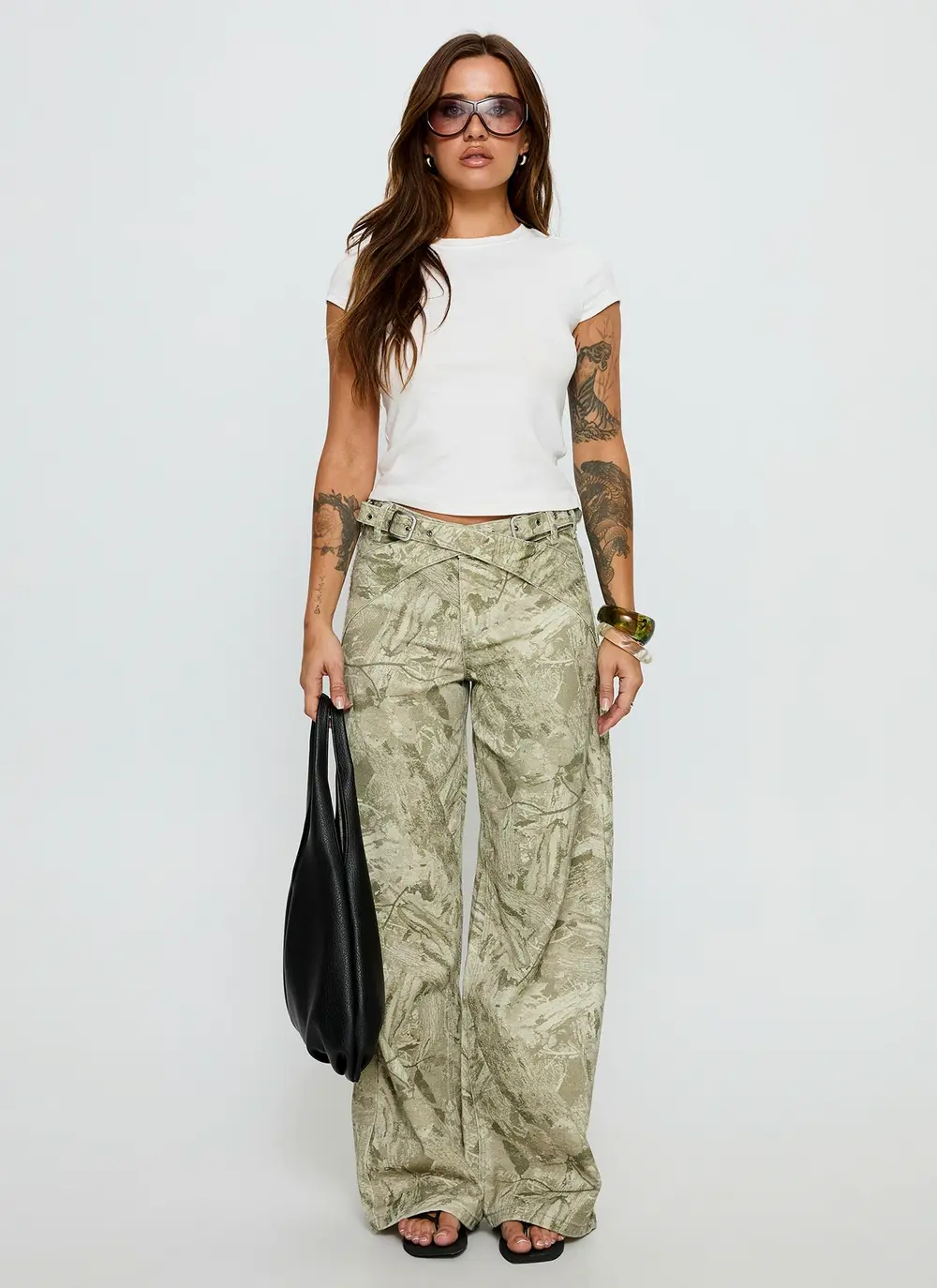 Mckinley Mid Rise Wide Leg Jeans Camouflage
