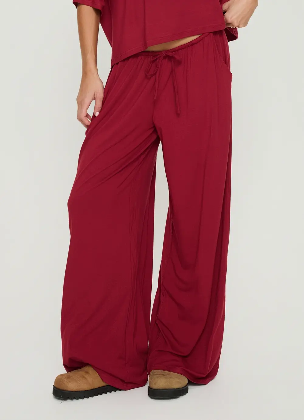 Cozy Hour Sleep Relaxed Pants Red