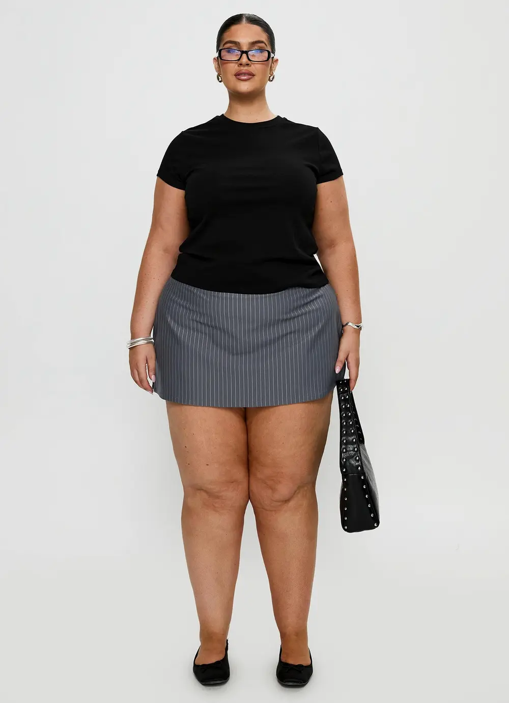 Can't Sleep Skort Charcoal Stripe Curve
