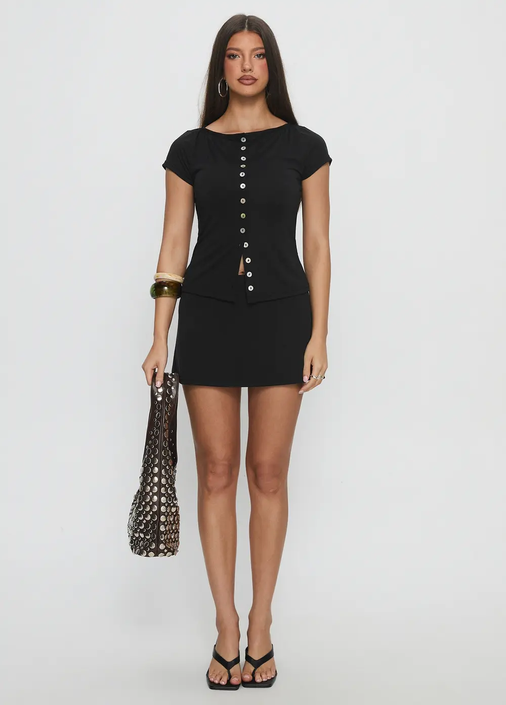 Brennah Jersey Mini Skort Black