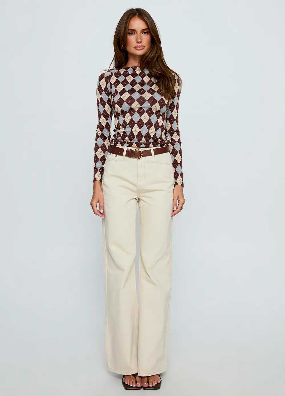 Maple Mid Rise Flare Jeans Ecru