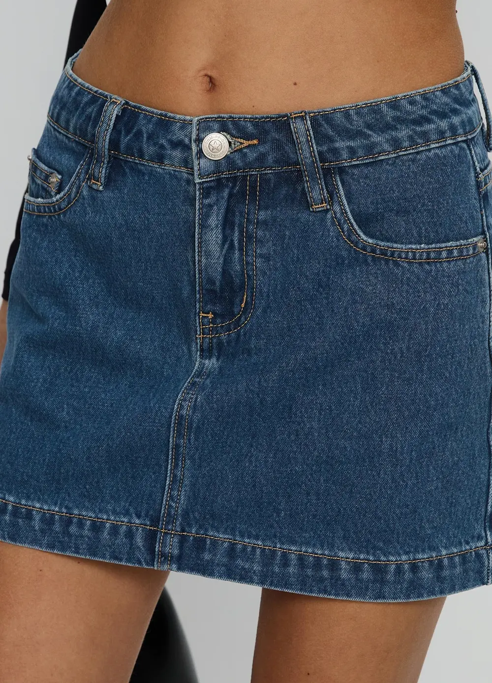 Nickei Denim Mini Skirt Mid Wash