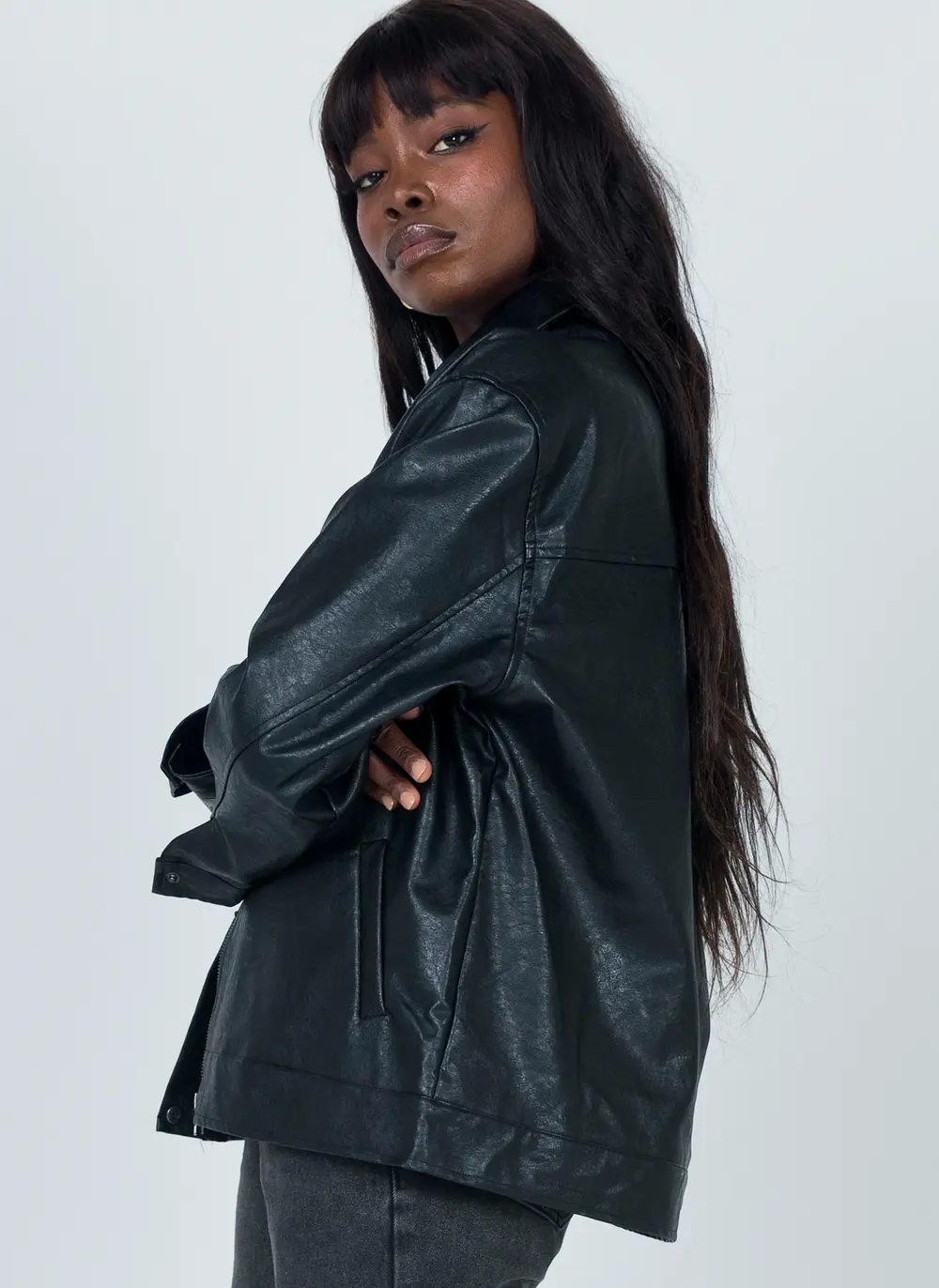 Callie Faux Leather Jacket Black