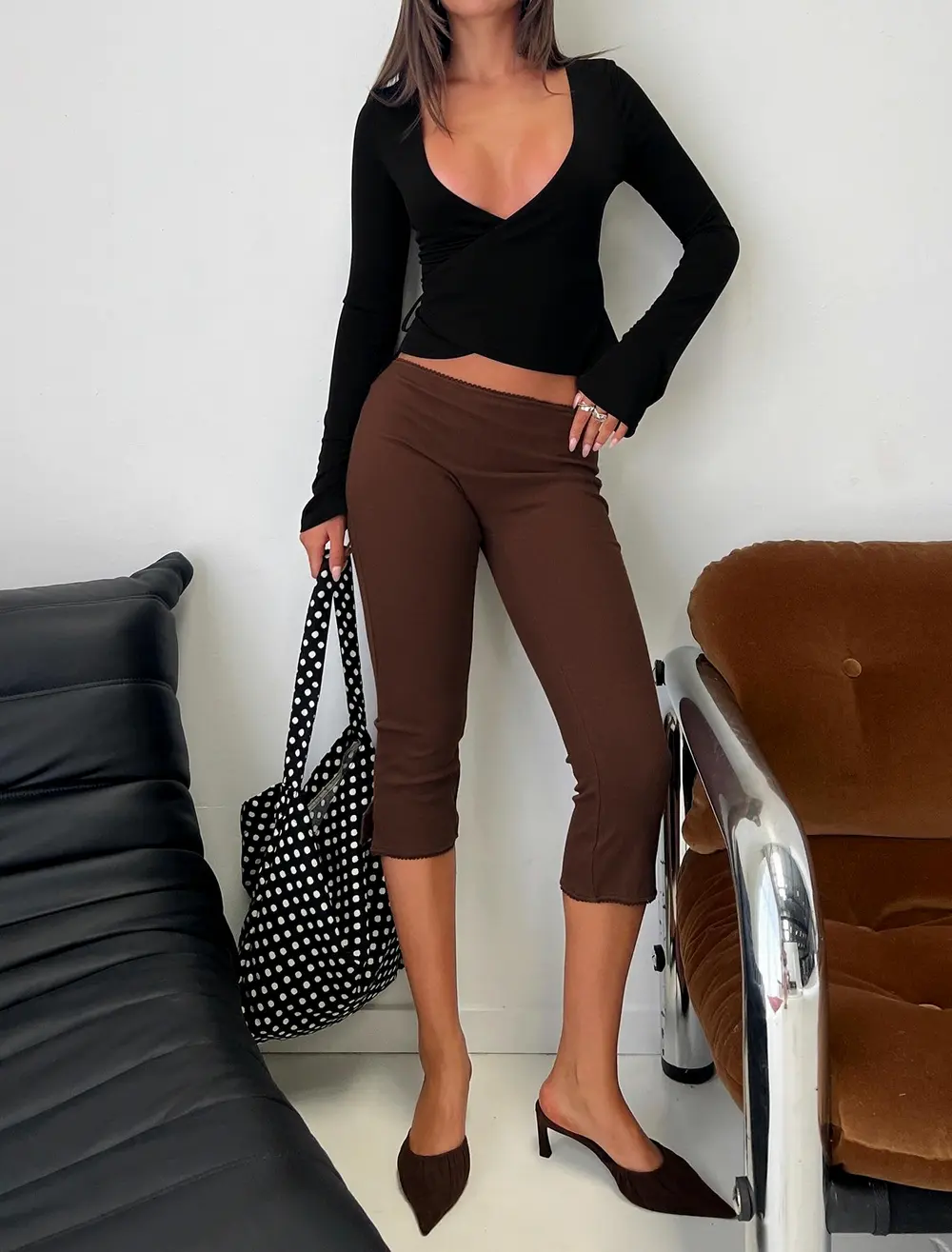 Baseline Rib Capri Pants Chocolate