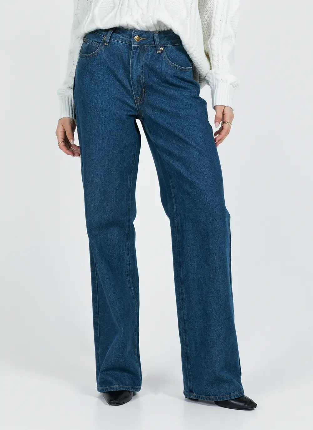 Top Model Low Rise Straight Leg Jeans Dark Denim
