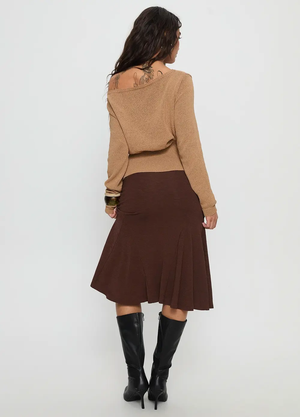 Lewish Low Rise Midi Skirt Chocolate
