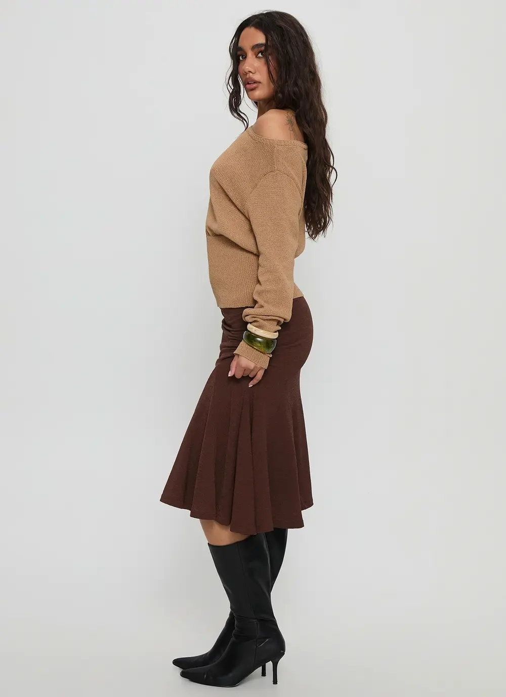 Lewish Low Rise Midi Skirt Chocolate