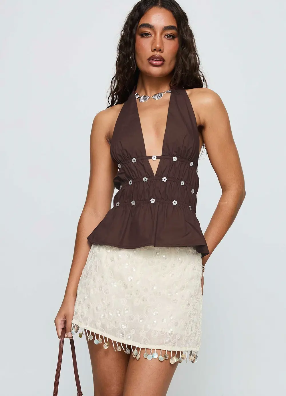 We Made It Sequin Skort Cream