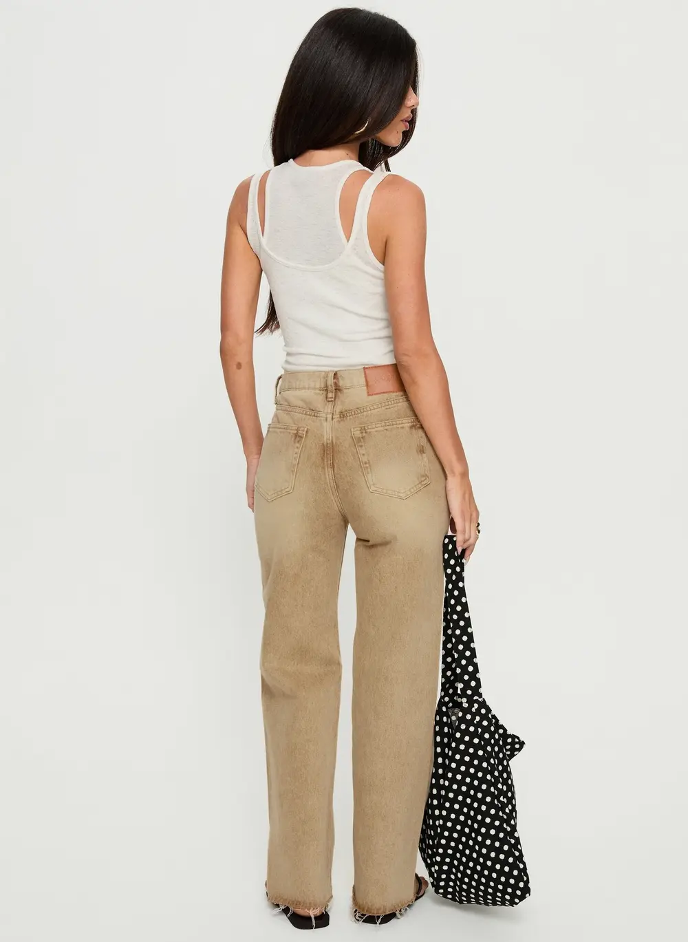 Fawcett High Rise Straight Leg Jeans Tan