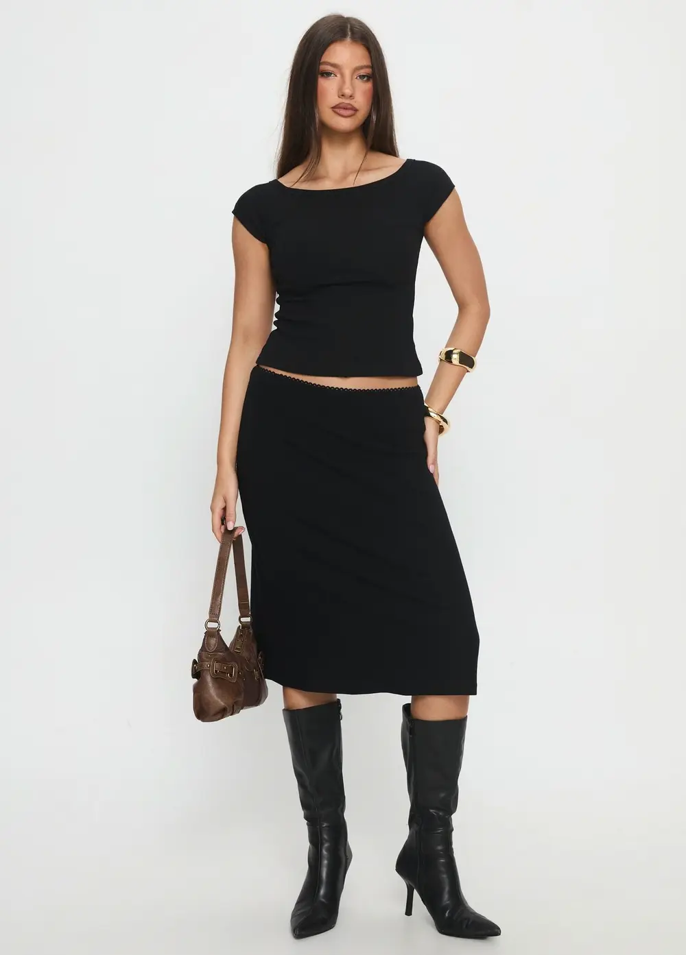 Baseline Rib Midi Skirt Black