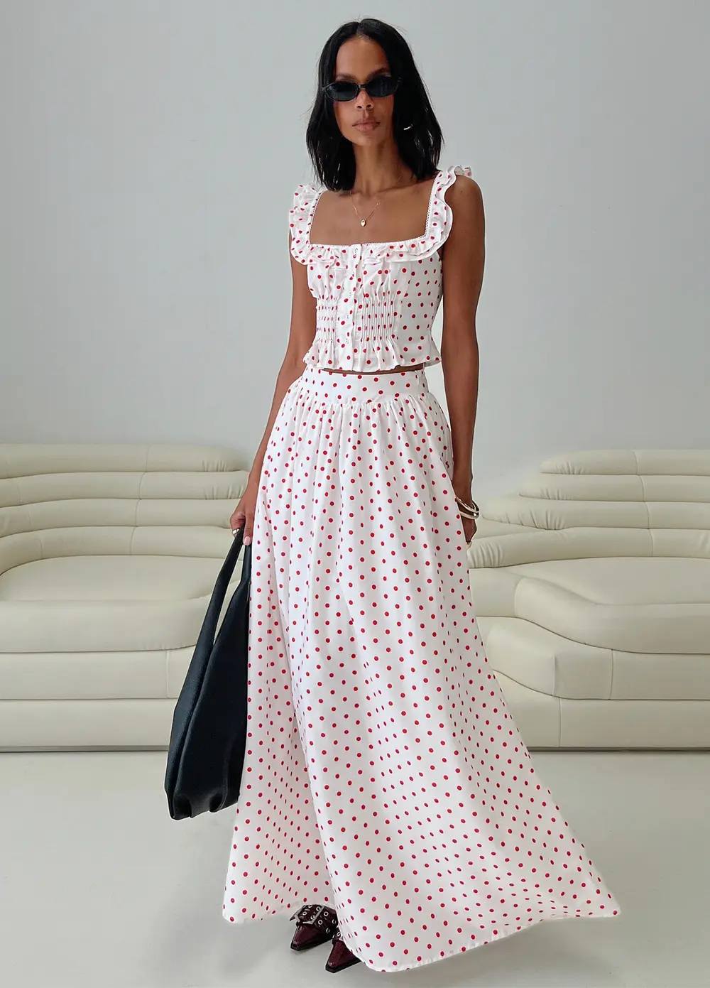 Valerio Maxi Skirt White / Red