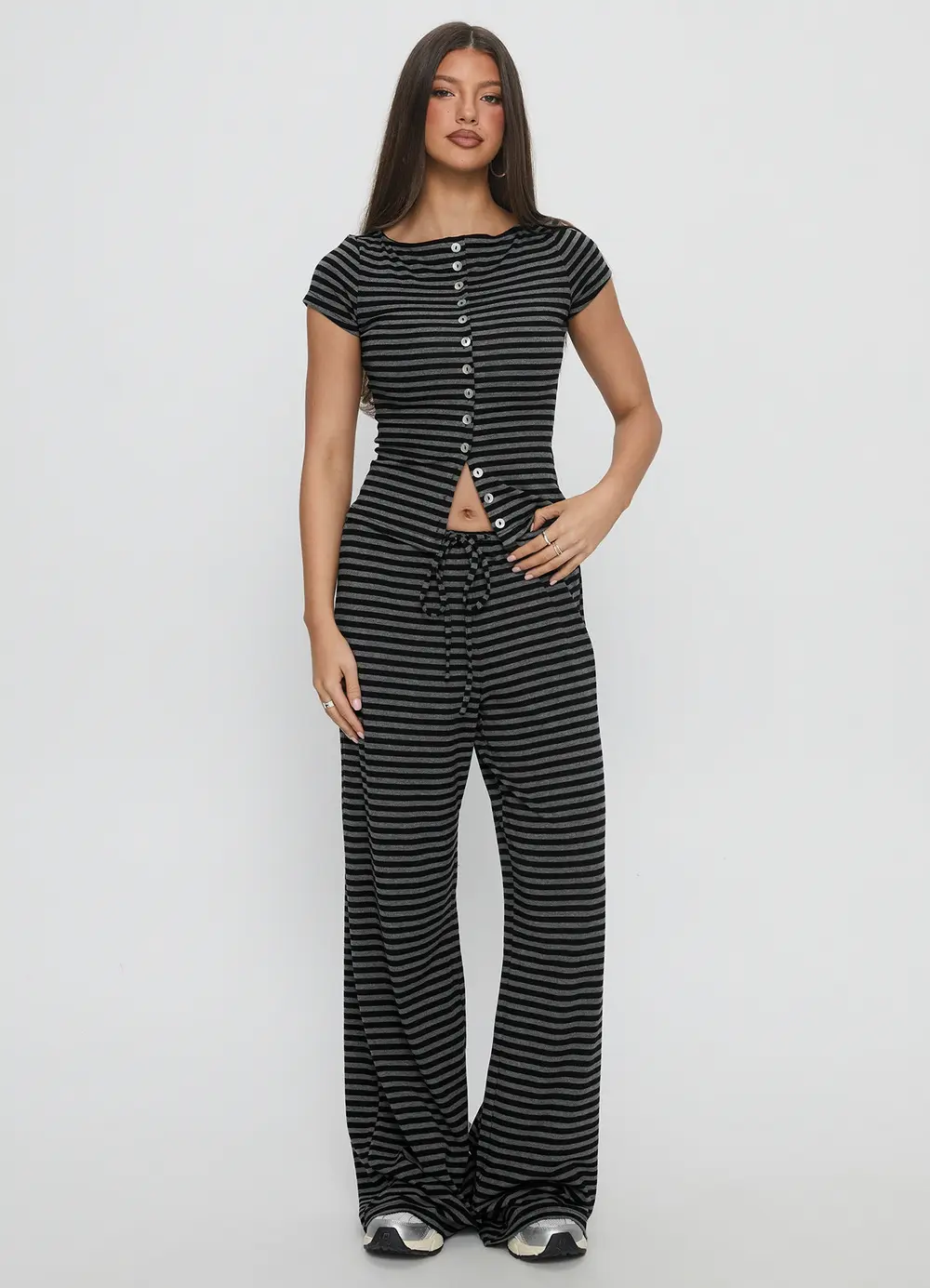Gavrielle Jersey Wide Leg Pants Stripe