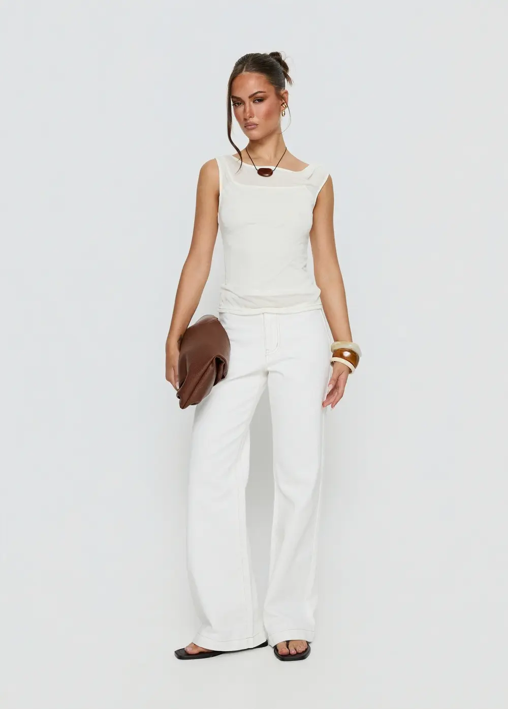 Buenos No Waist Low Rise Straight Leg Jeans White