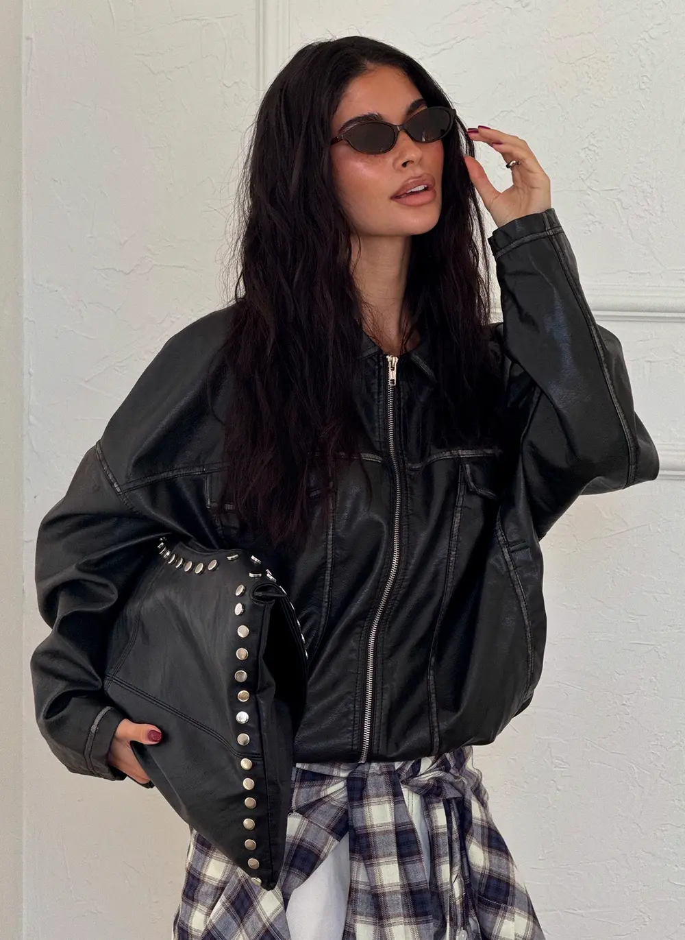 Tanza Faux Leather Jacket Washed Black