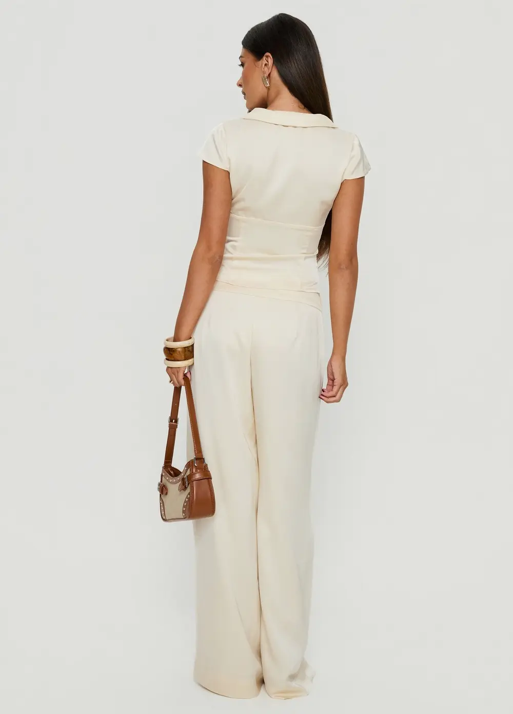 Aubrette Satin Tie Pants Cream