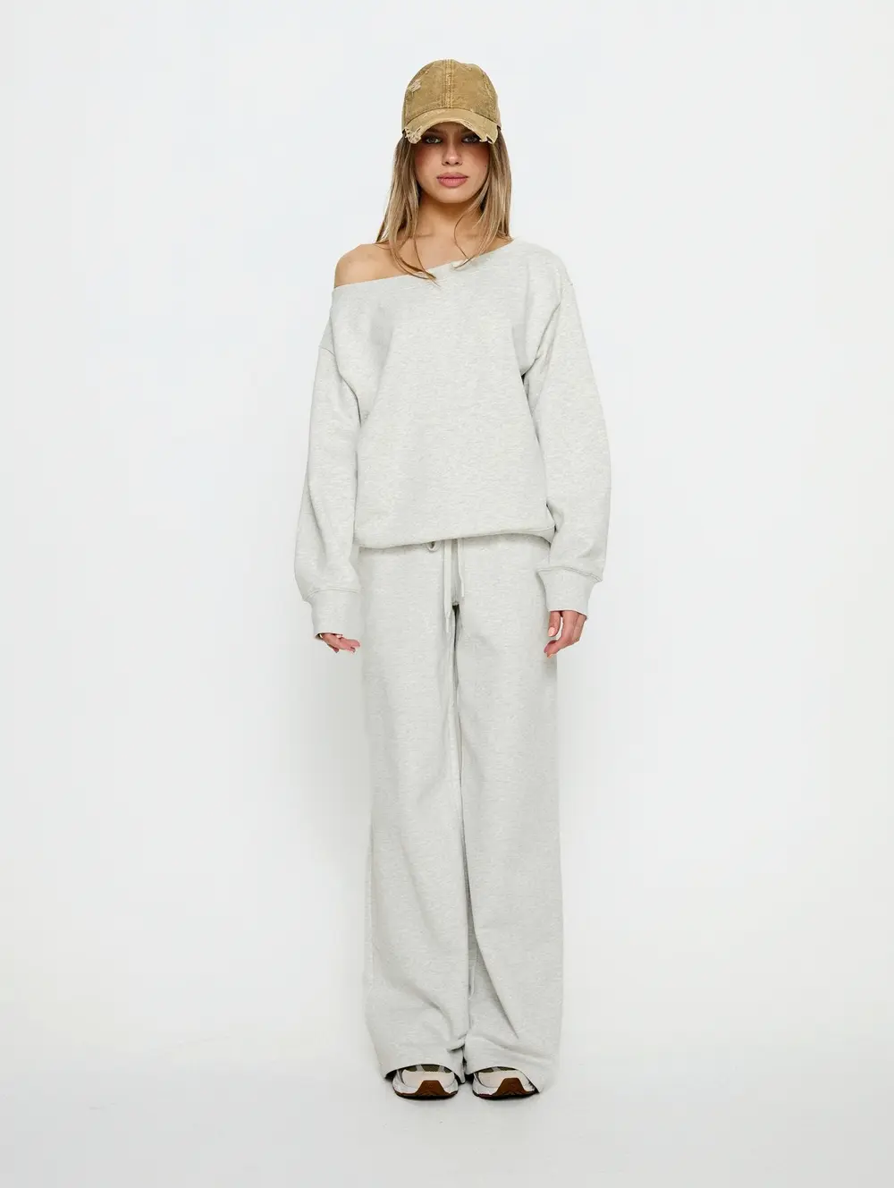 Wellness Off the Shoulder Jumper Grey Marle