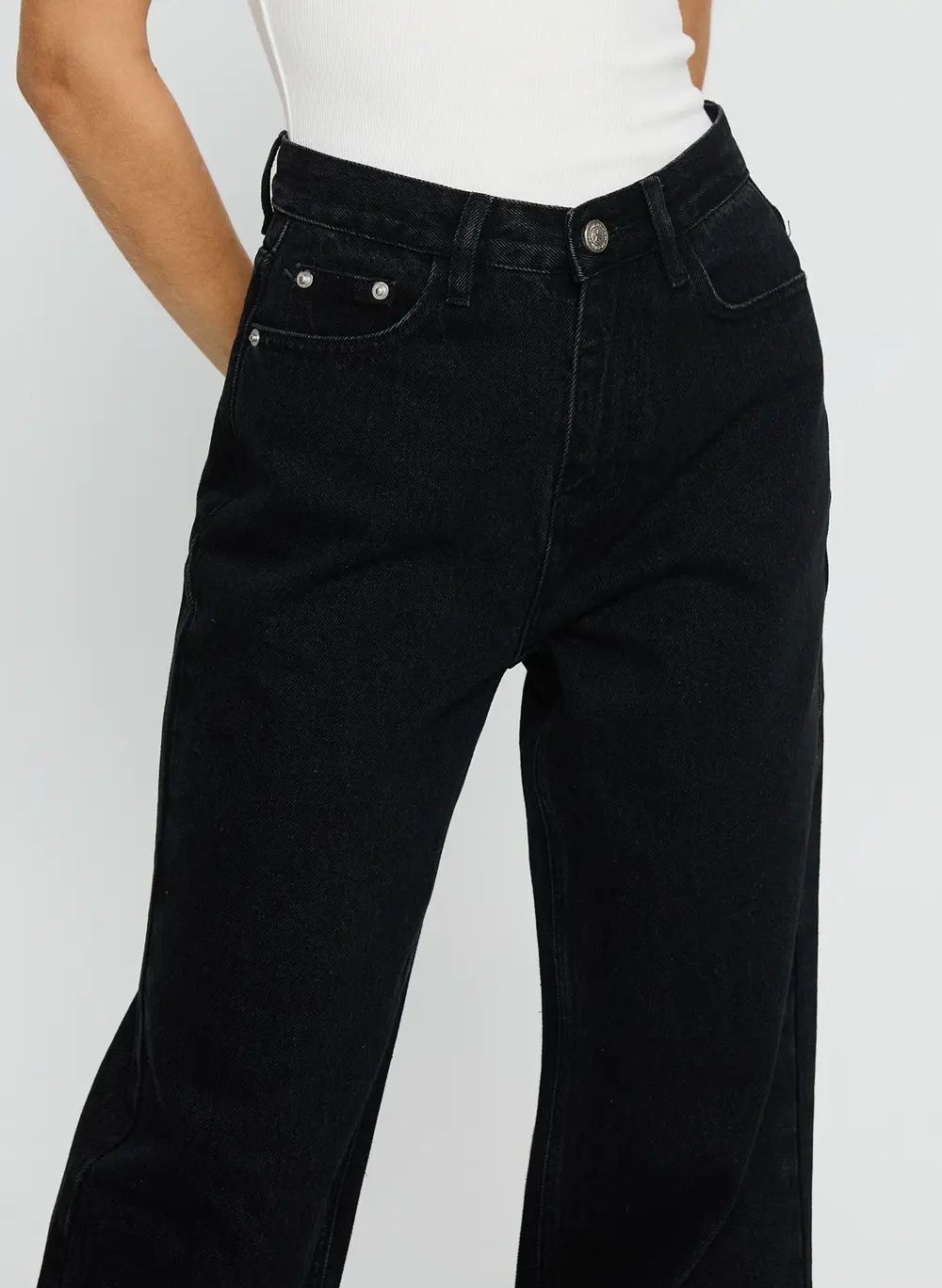 Maple Mid Rise Flare Washed Black