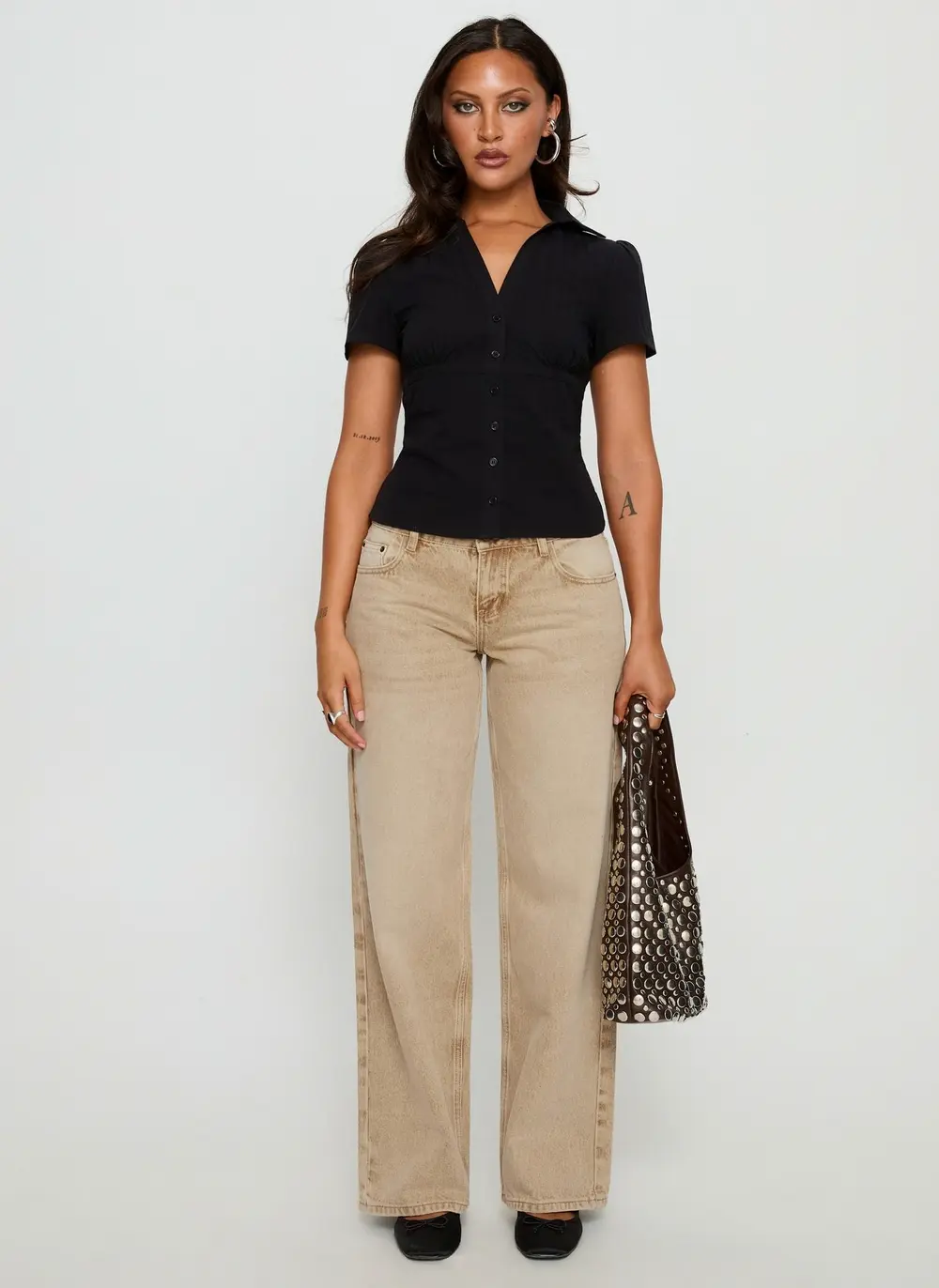 Ellanor Low Rise Straight Leg Jeans Tan