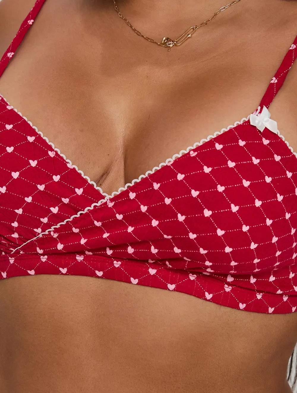 Slumber Pointelle Sleep Bralette Red Curve