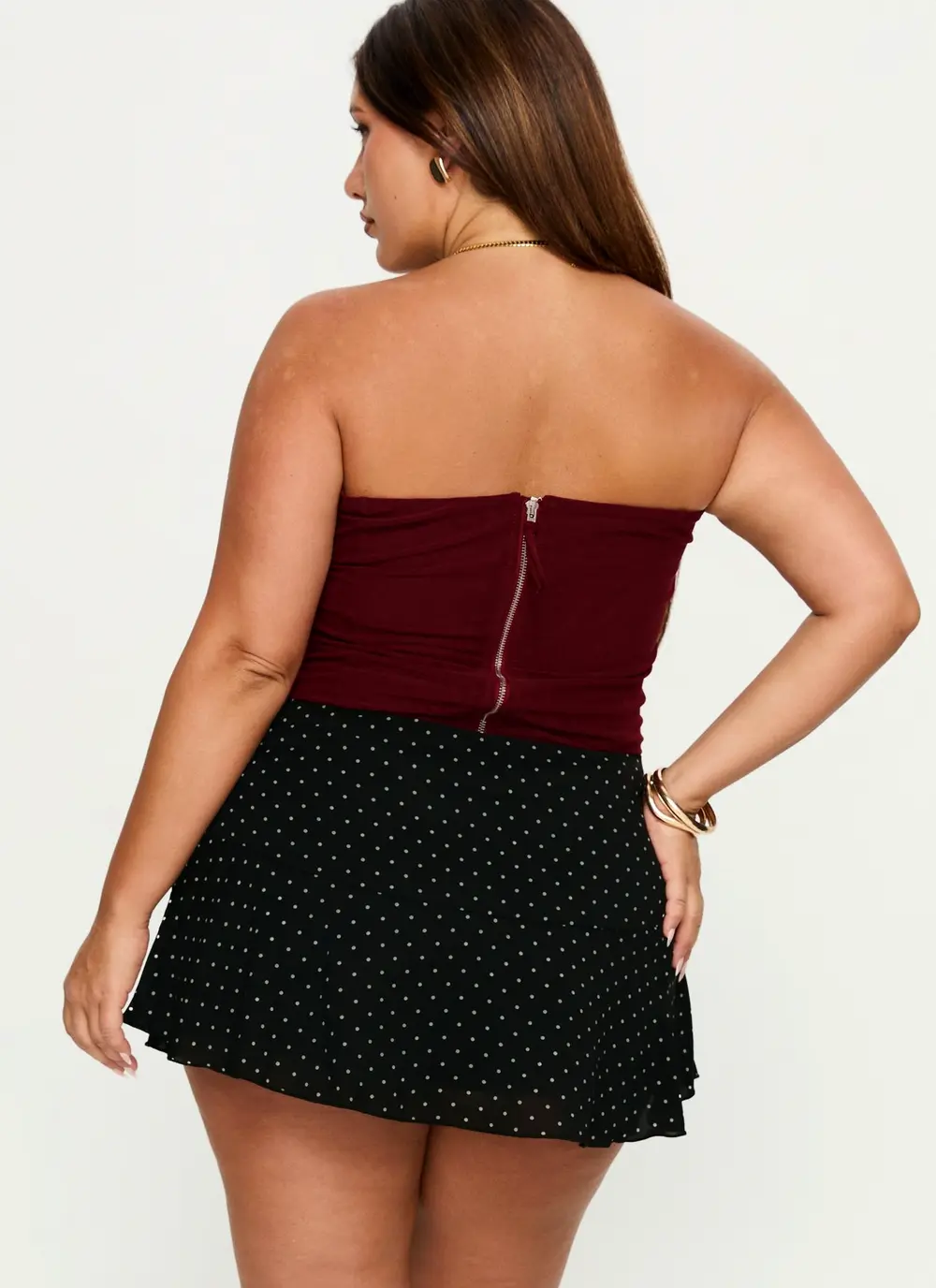 Sonsie Mini Skirt Black / White Polka Curve