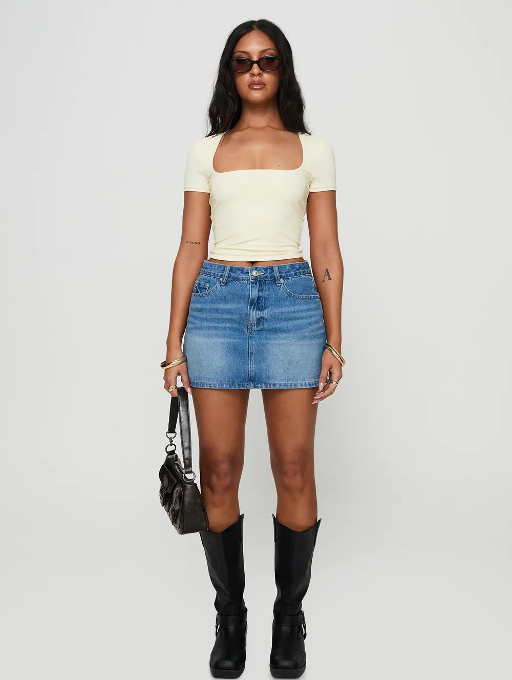 Paulette Denim Mini Skirt Light Wash