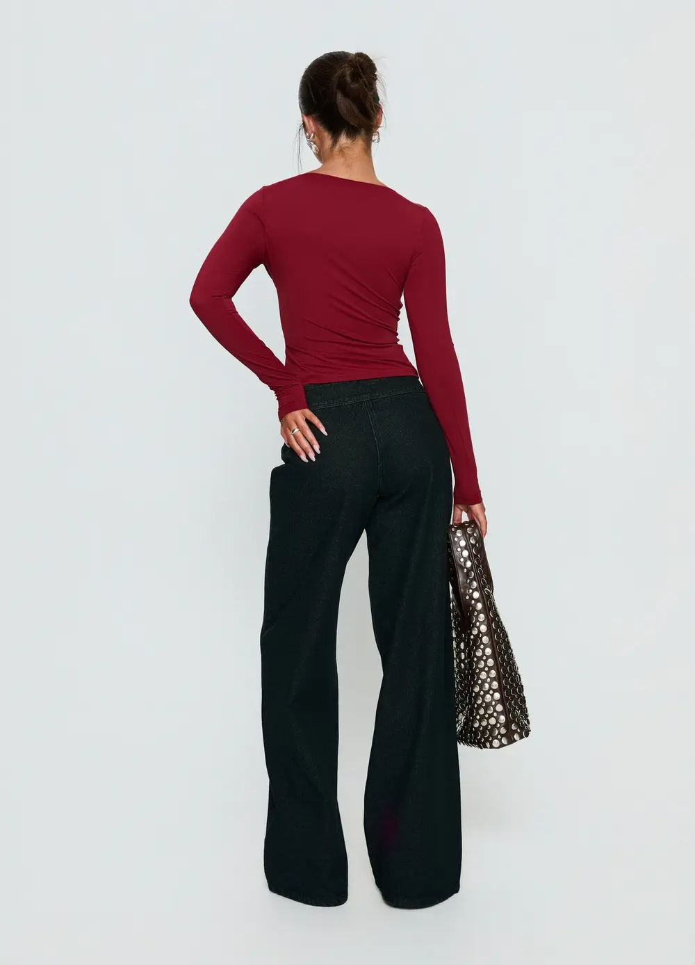 Boxie Mid Rise Wide Leg Jeans Washed Black