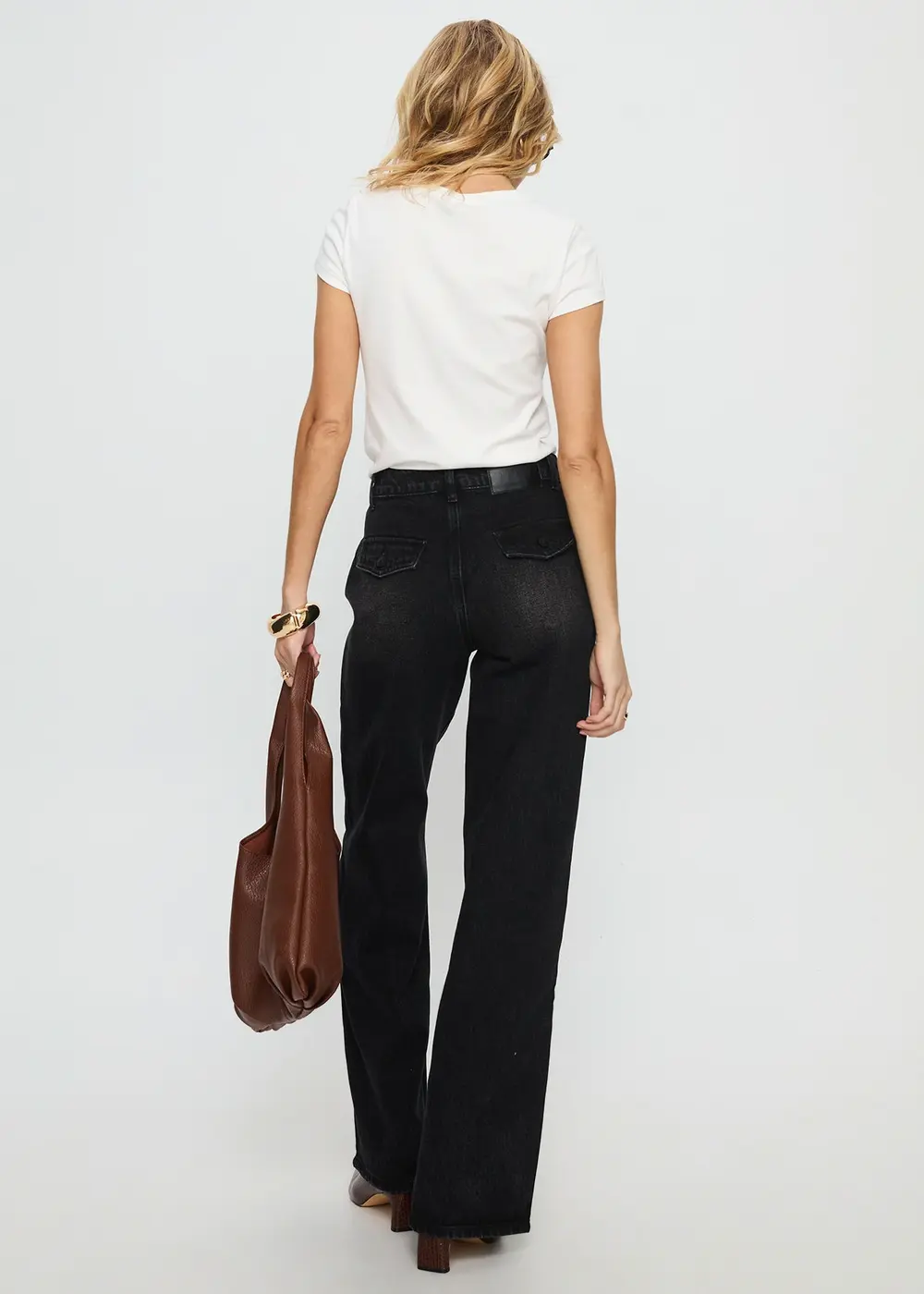 Carianne Low Rise Wide Leg Jeans Washed Black