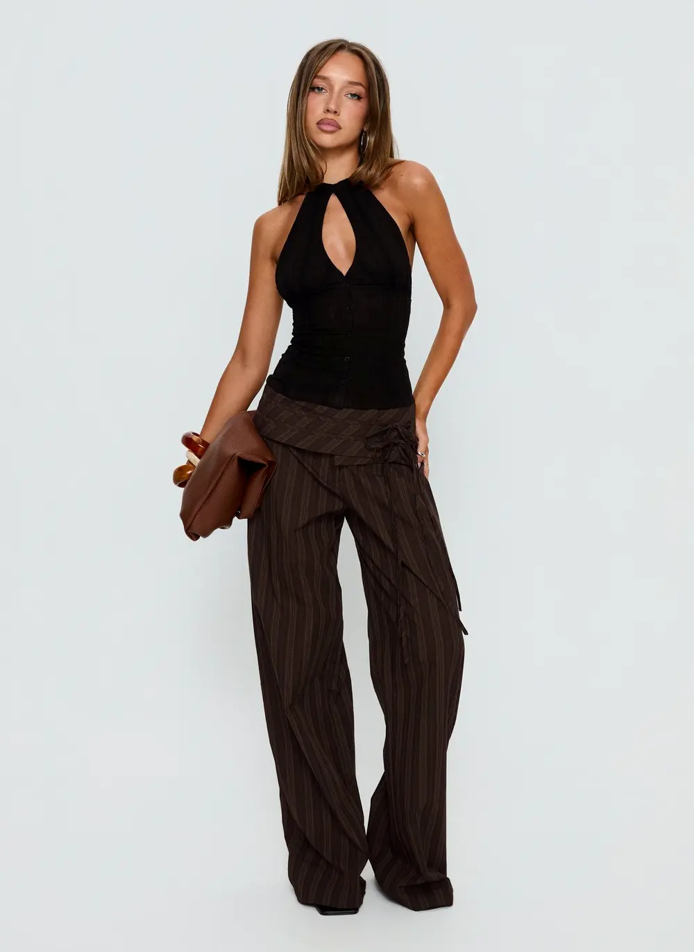 Seneca Wrap Pant Brown Stripe