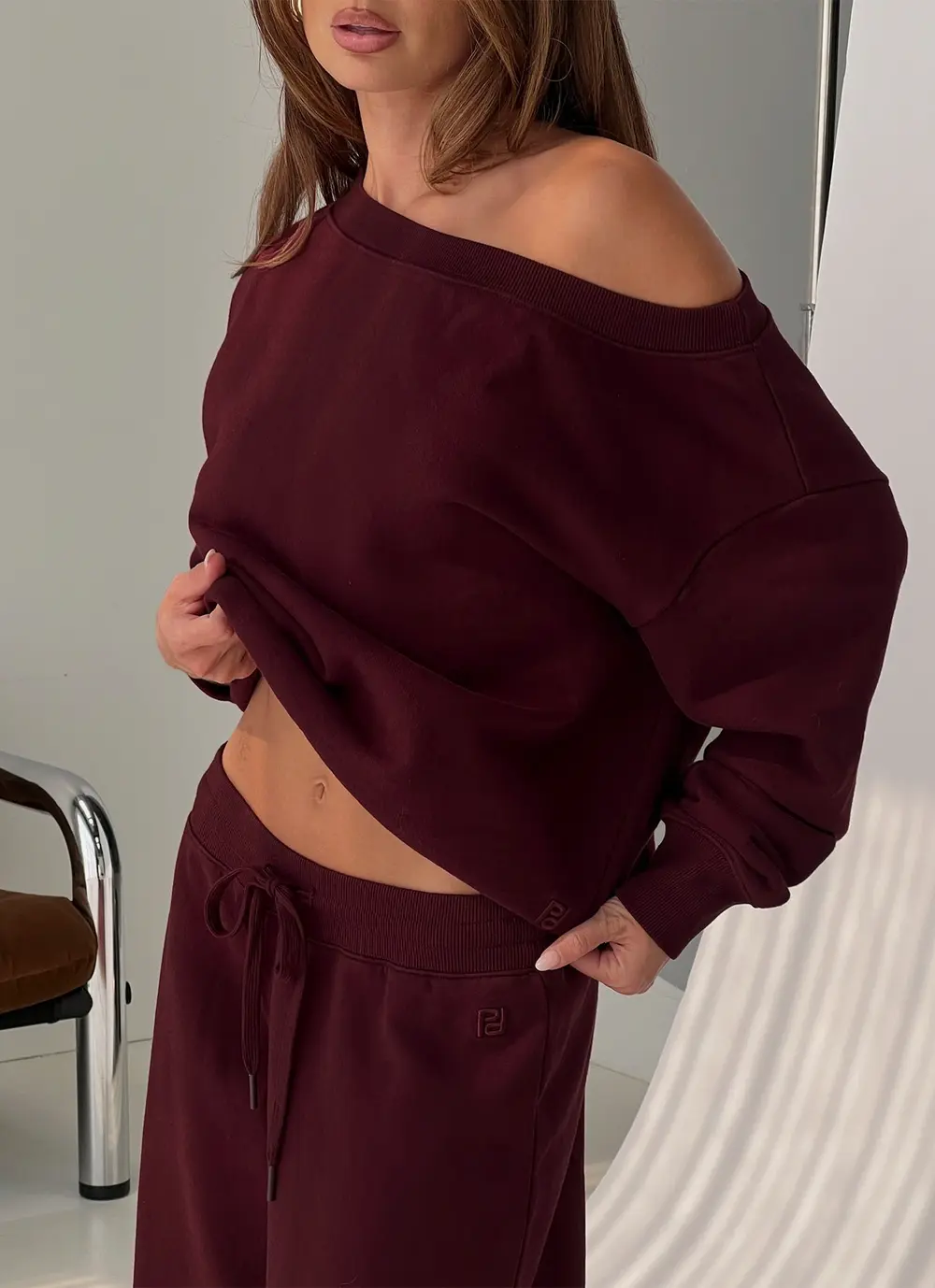Wellness Off the Shoulder Jumper Currant