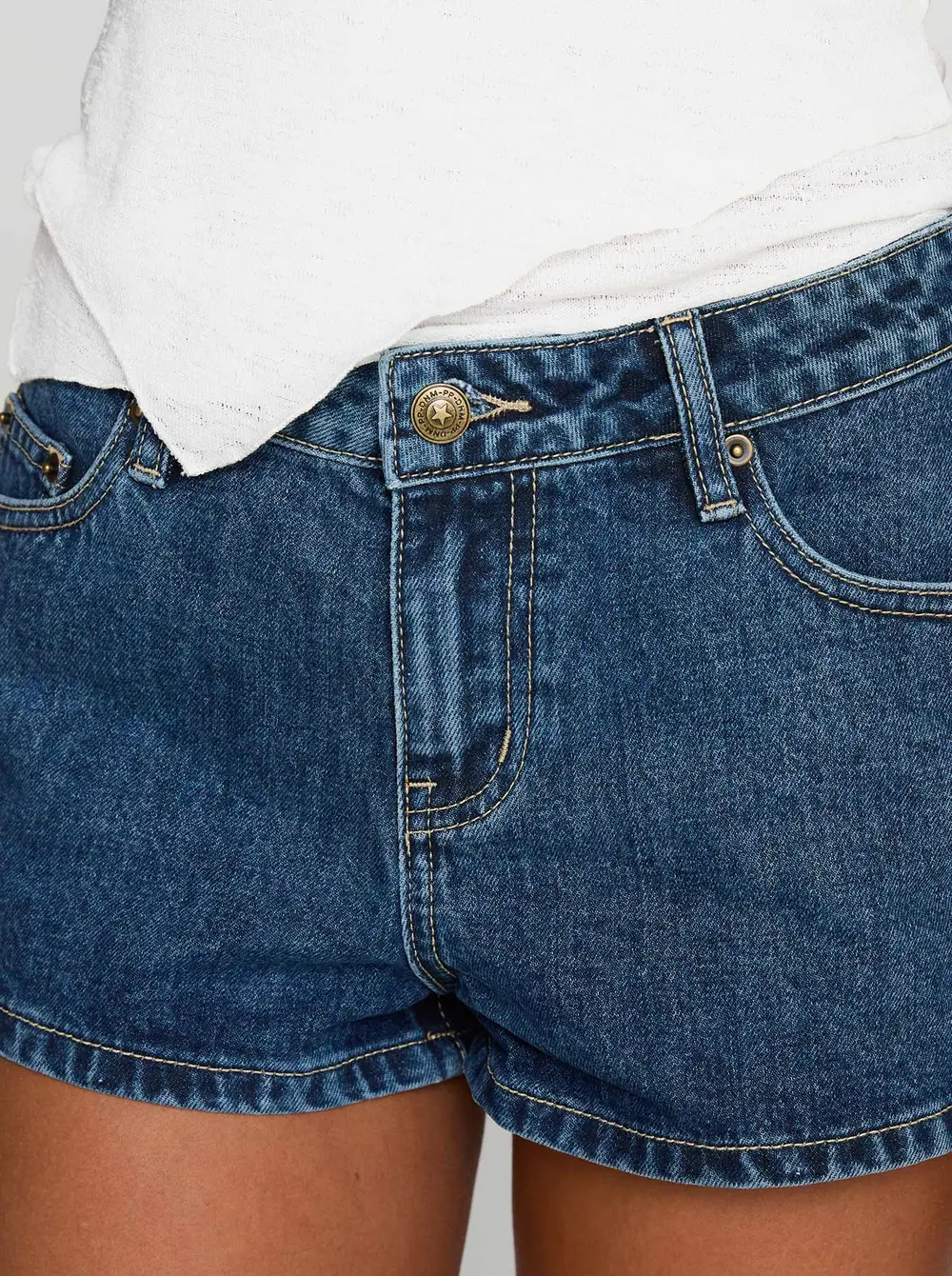 Dreamful Low Rise Mini Denim Shorts Dark Blue Wash