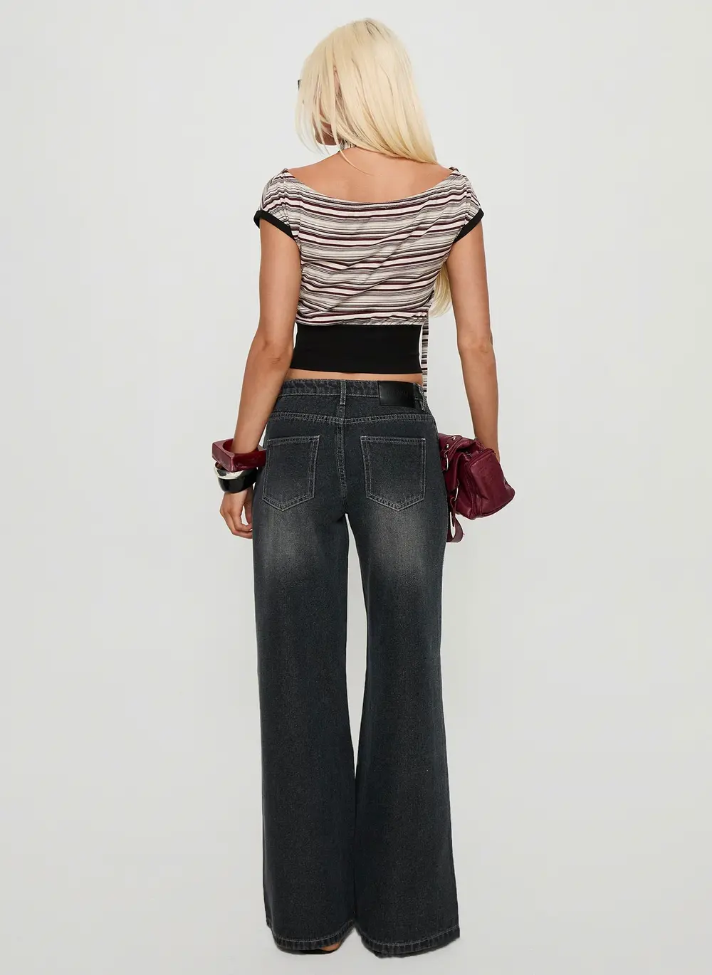 Ramos Low Rise Wide Leg Jeans Dark Grey Wash