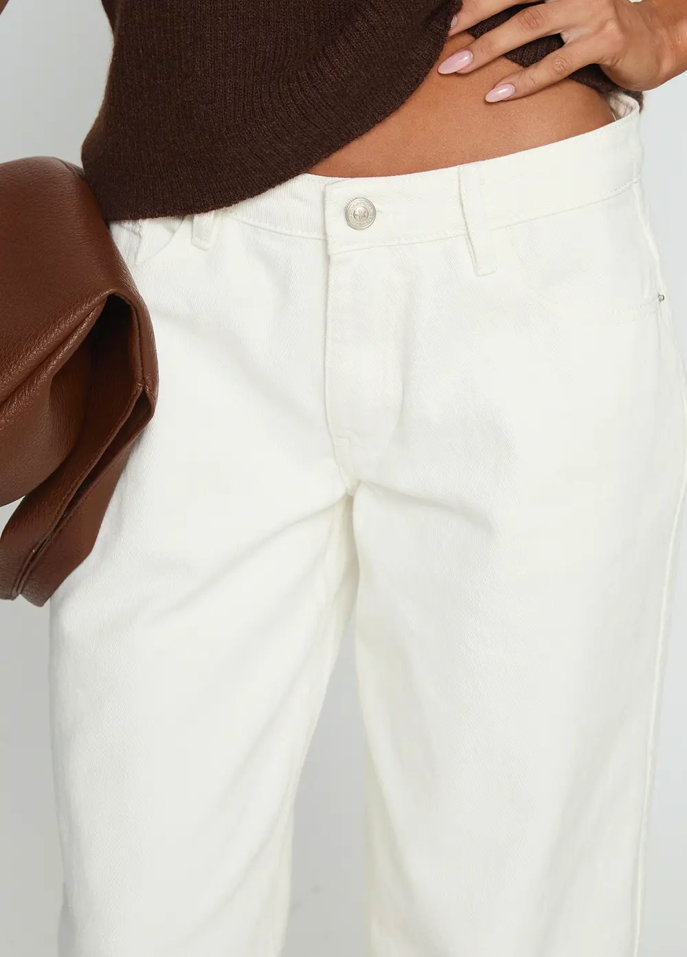 Ramos Low Rise Wide Leg Jeans White