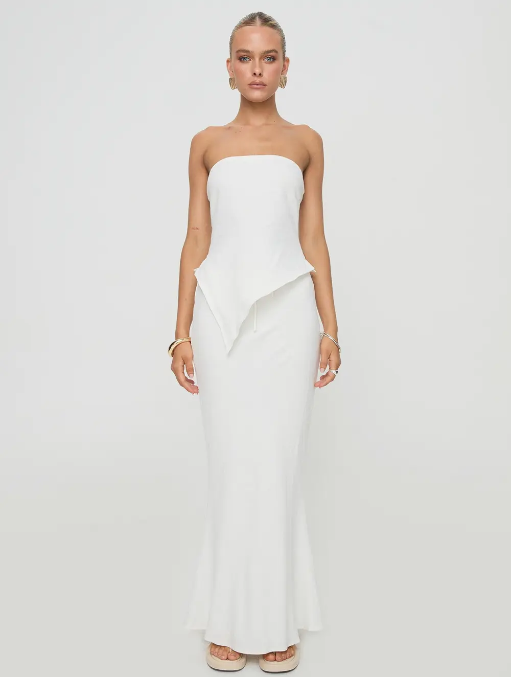 Mercer Linen Blend Maxi Skirt White