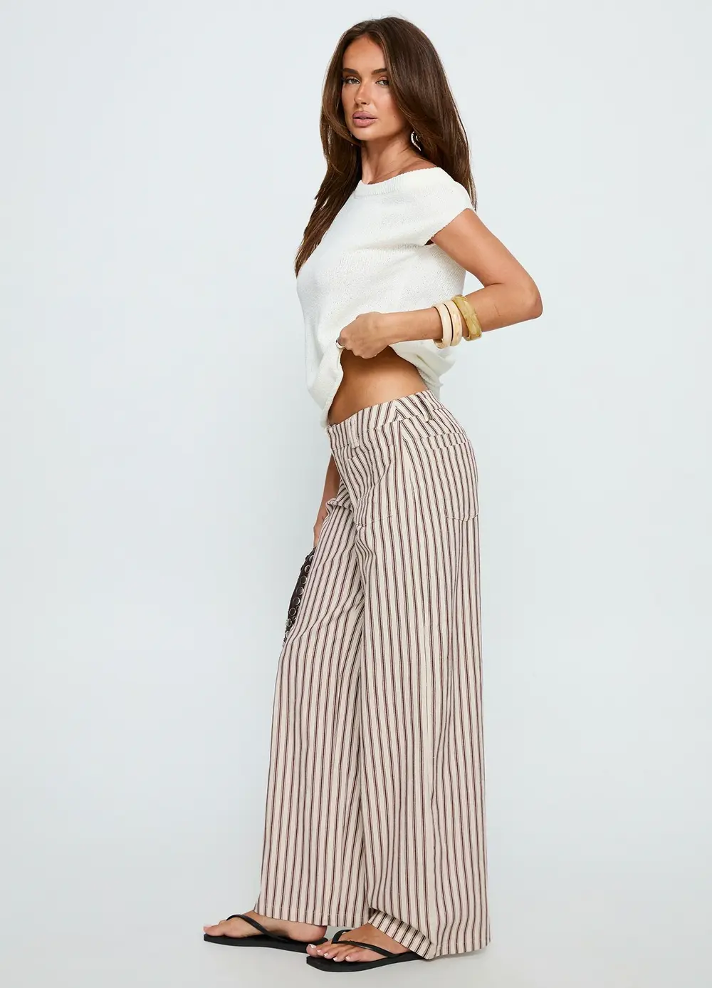 Vendi Low Rise Pant Brown Stripe